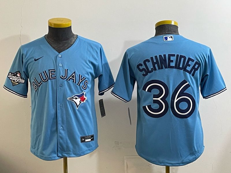 Youth 2025 Nike Toronto Blue Jays #36 Schneider Light Blue Game MLB Jersey 03->youth mlb jersey->Youth Jersey